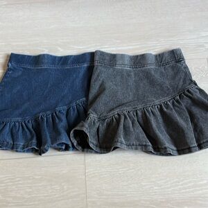 H&M Faded Gray Black Blue Flounced Denim Skirt Bundle of 2